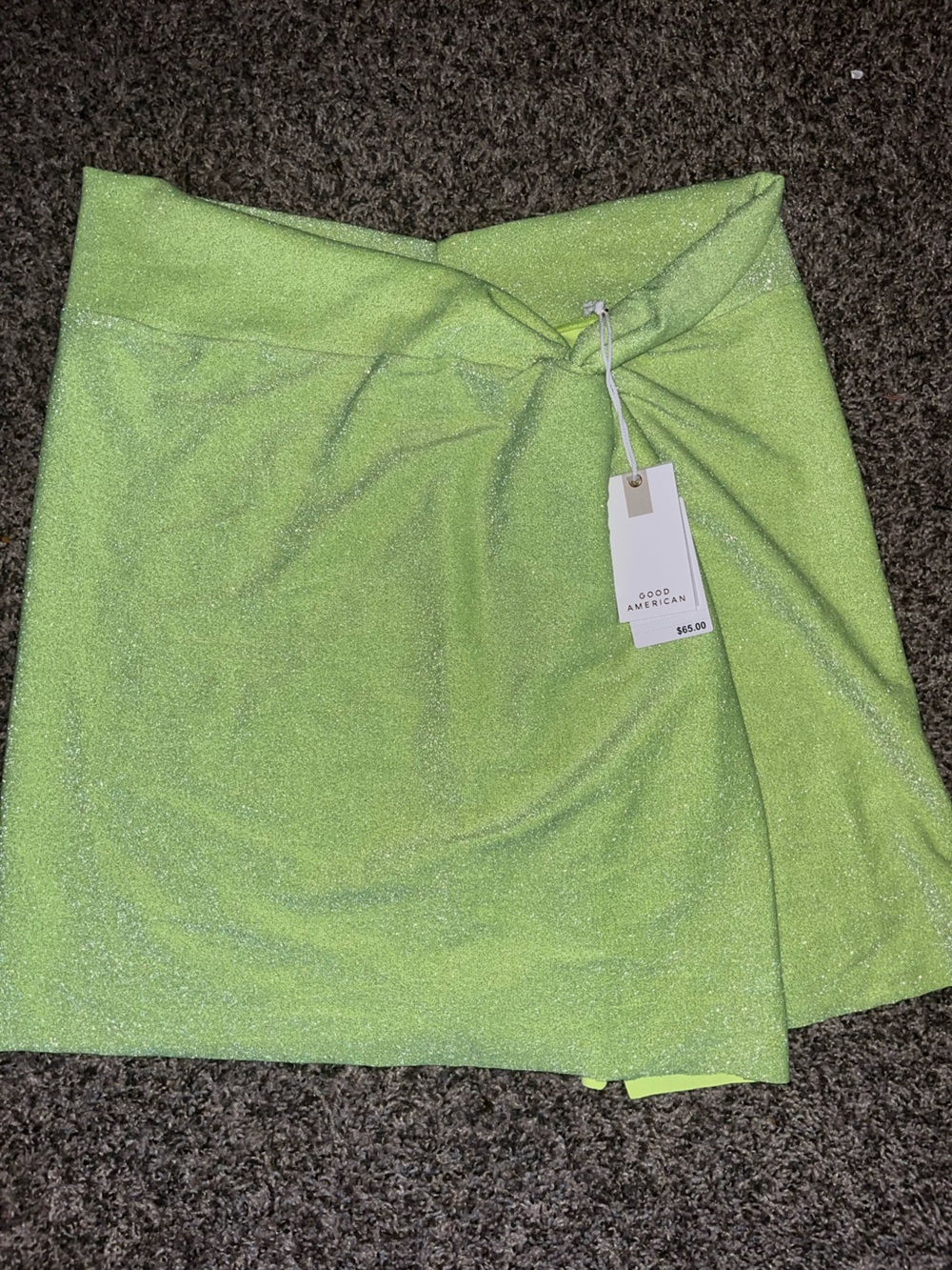 NWT Good American Lime Green Sparkle Swimsuit Cover